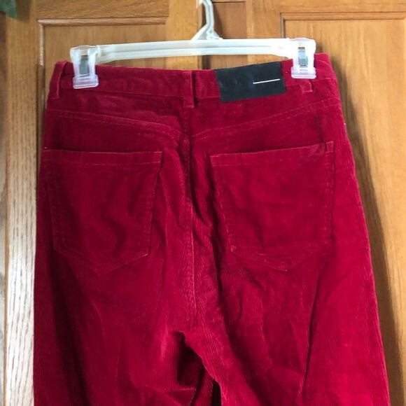 BLK DNM High Rise Corduroy Straight Jeans Pop of Red Size 26 - Picture 7 of 12